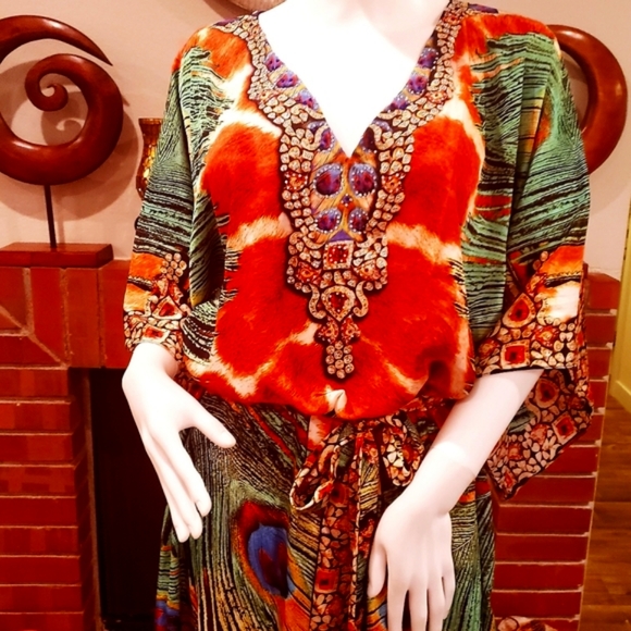 MANISH VAID Jsquad- Giraffe Peacock Short Dress CU XL - Picture 7 of 7